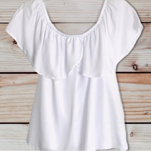 Identity White Ruffled Top Sz 36 - Picture 2 of 5
